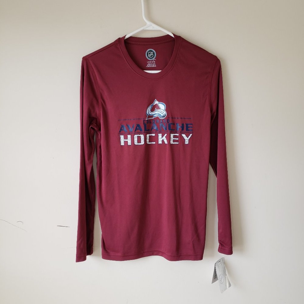 Colorado Avalanche Long Sleeve T-Shirt Tee Youth Large 14/16 Burgundy NHL Avs